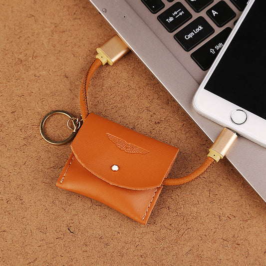 Leather data cable storage bag