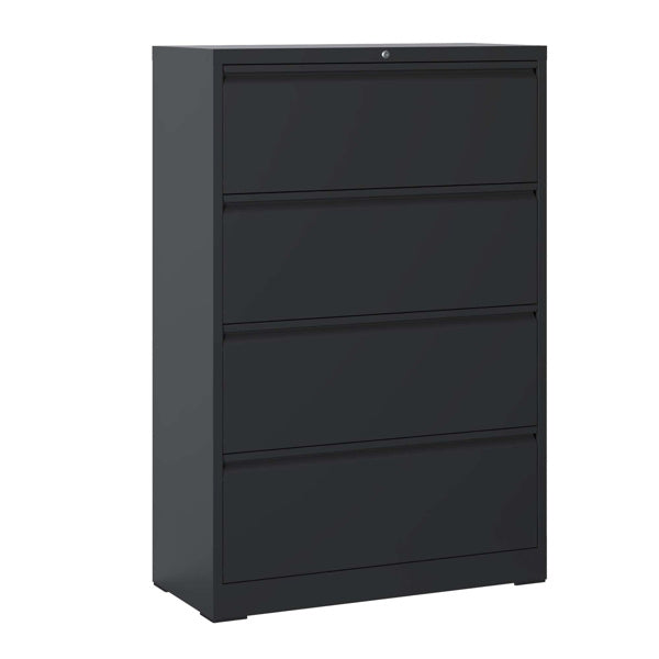 4 Drawer Lateral File Cabinet With Lock Tall Heavy-Duty Metal Filing Cabinet For Home Office, Space-Saving Wide Storage For Letter Legal A4 F4, Quiet Full-Extension Slides
